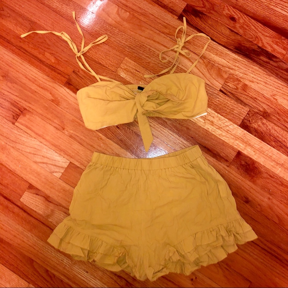 Yellow two piece romper set